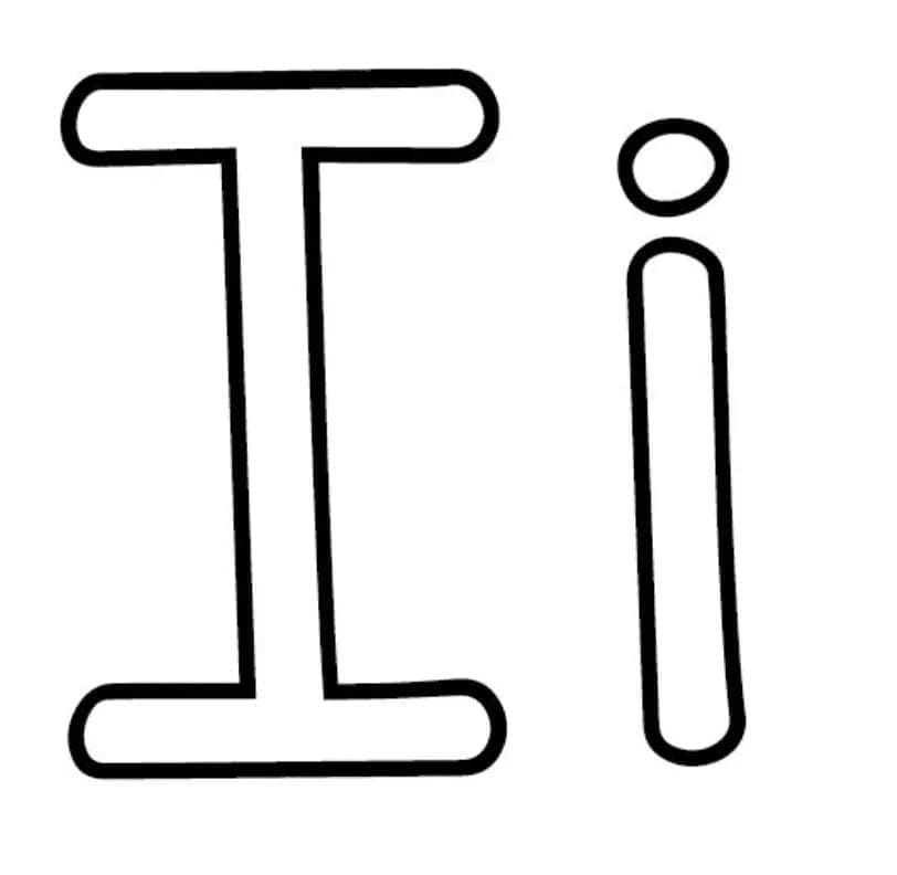 Desenho de Letra I Básica para Colorir e Pintar