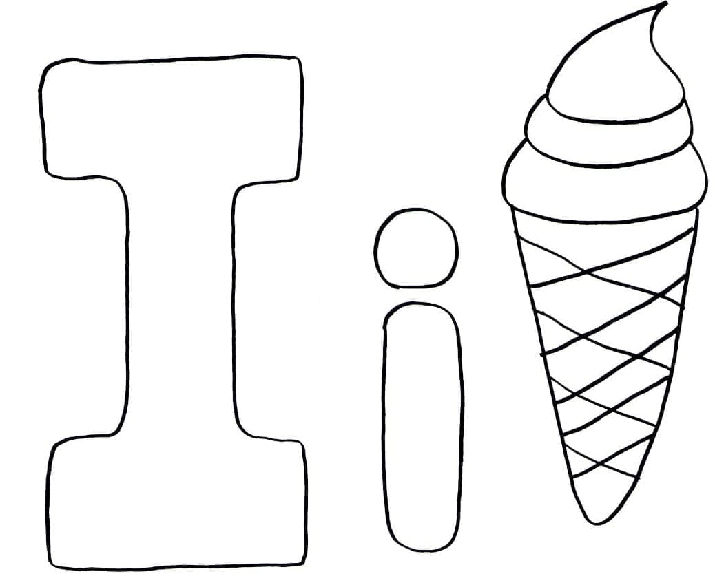 Desenho de Letra I Grátis para Colorir e Pintar