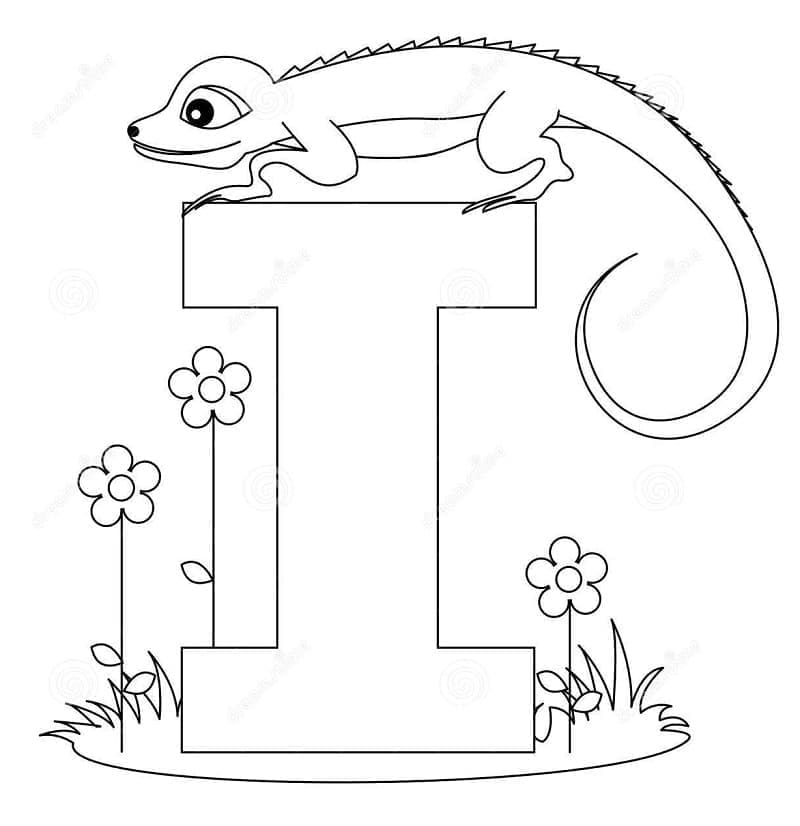 Desenho de Letra I para Crianças para Colorir e Pintar