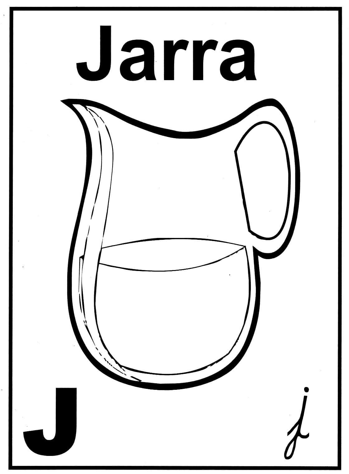 Desenho de Letra J e para Jarra para Colorir e Pintar