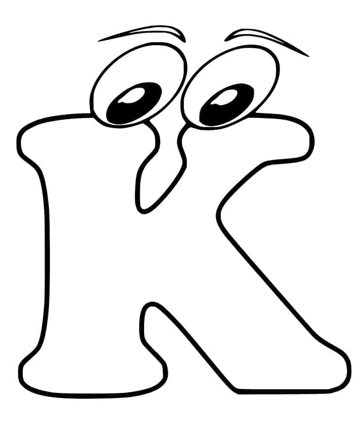 Desenho de Letra K Animada para Colorir e Pintar