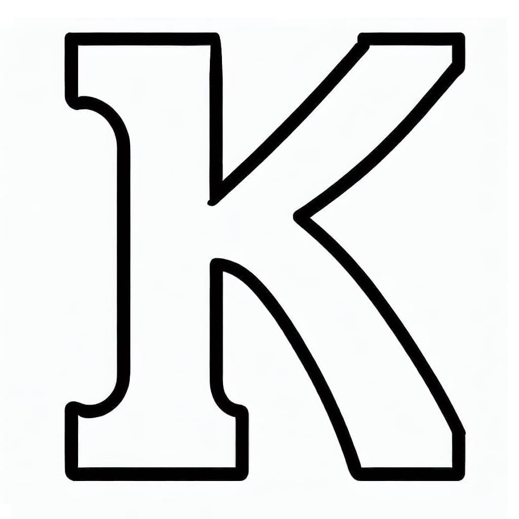 Desenho de Letra K Fácil para Colorir e Pintar
