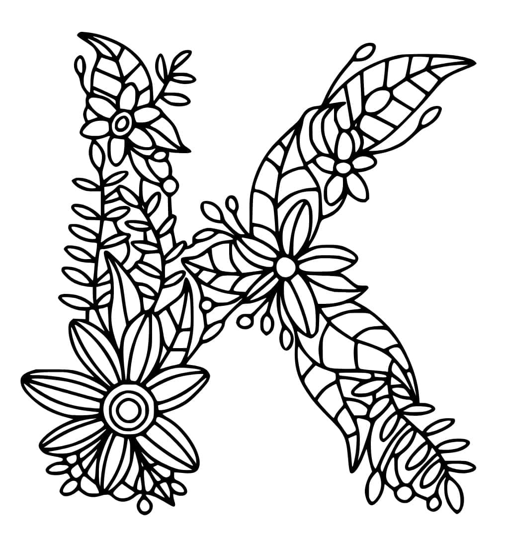 Desenho de Letra K Grátis para Colorir e Pintar