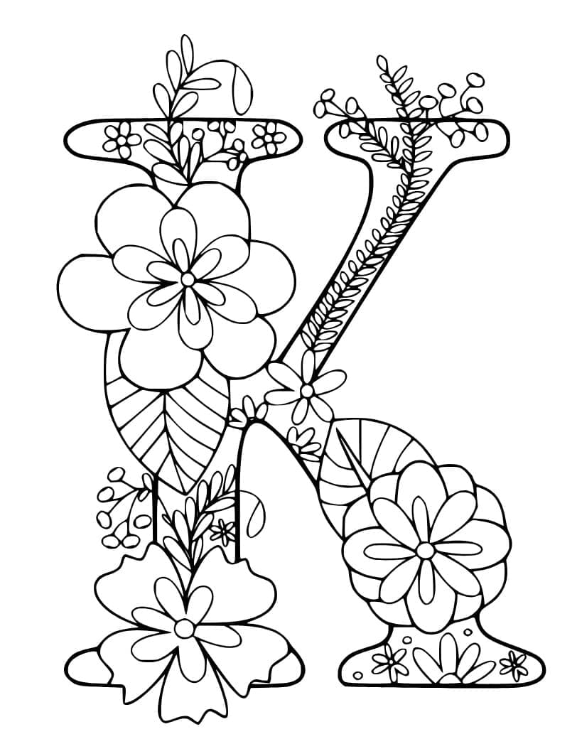 Desenho de Linda Letra K para Colorir e Pintar