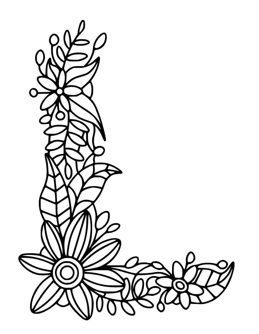Desenho de Bela Letra L para Colorir e Pintar