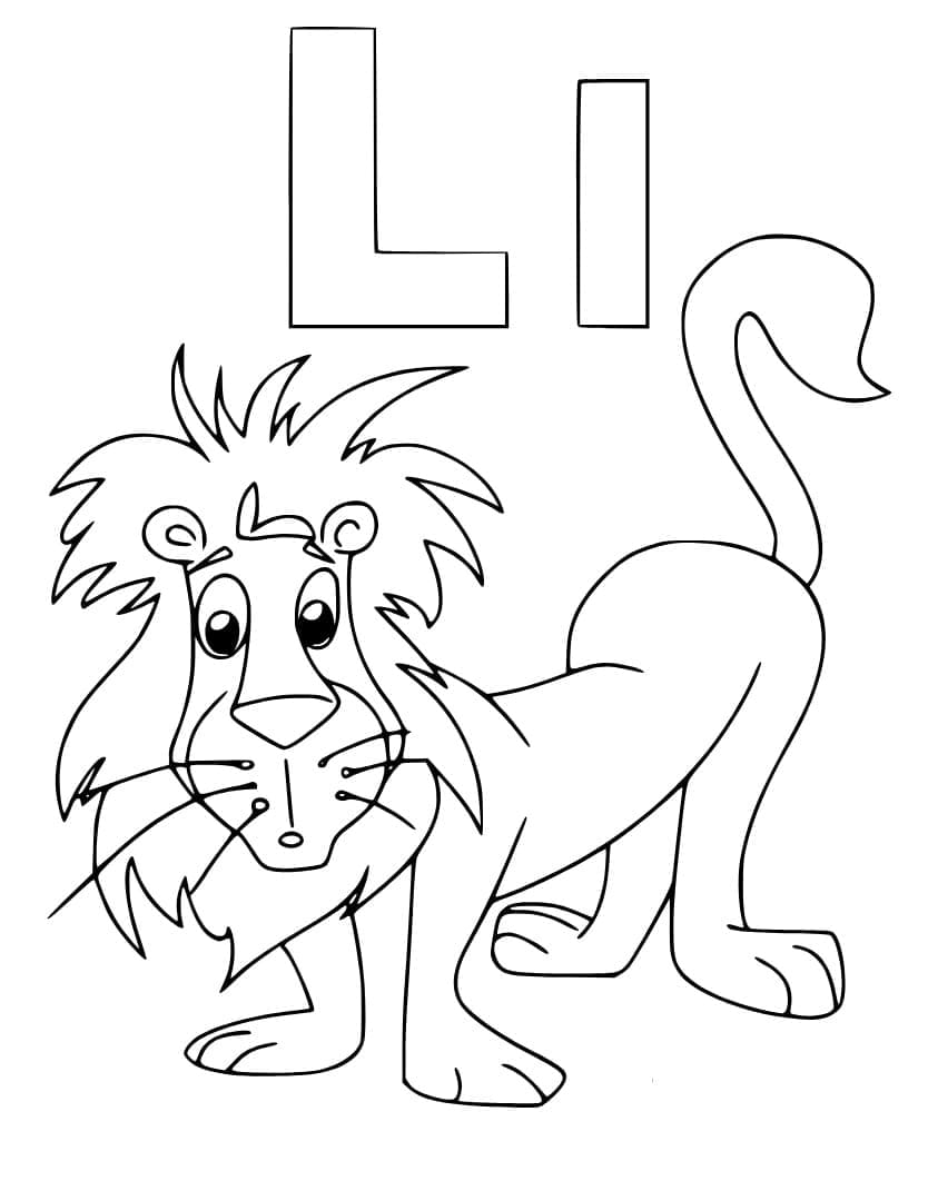 Desenho de Letra L e para Leão para Colorir e Pintar
