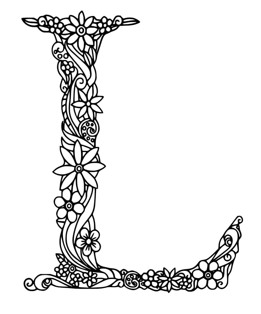 Desenho de Letra L Imprimivel para Colorir e Pintar