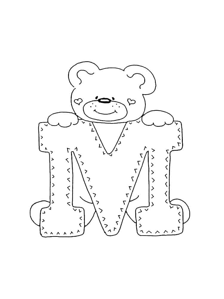 Desenho de Adorável Letra M para Colorir e Pintar