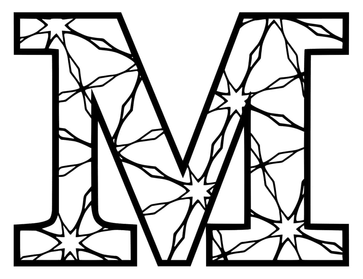 Desenho de Imagem da Letra M para Colorir e Pintar