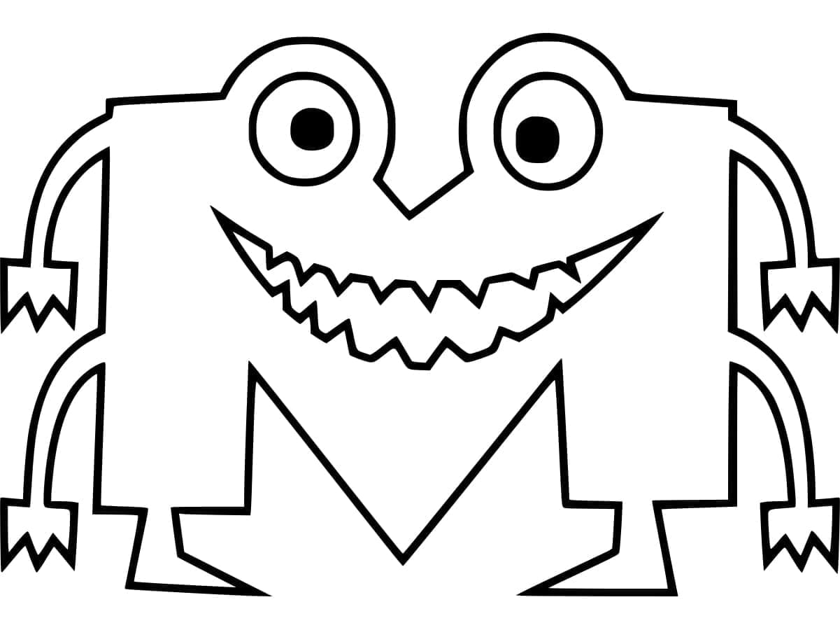 Desenho de Letra M Engracada para Colorir e Pintar