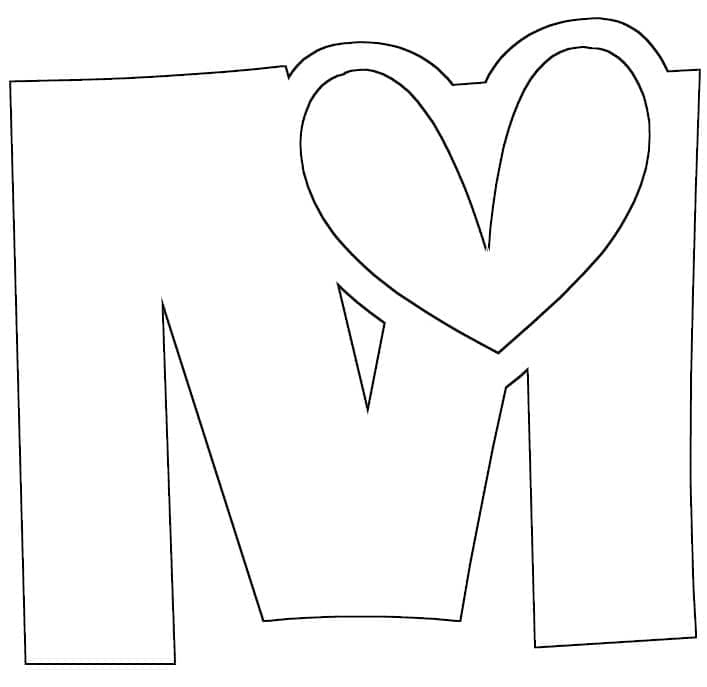 Desenho de Letra M Fácil para Colorir e Pintar