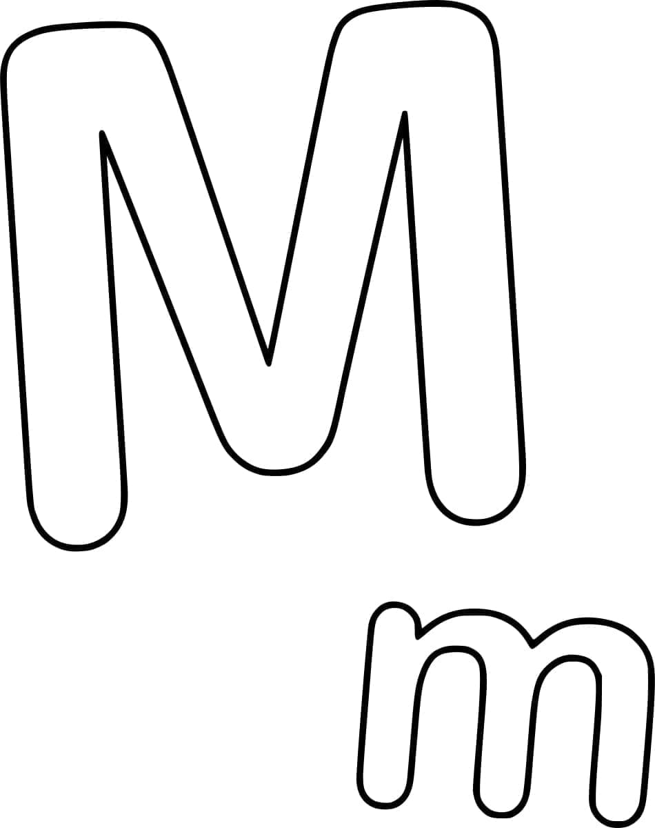 Desenho de Letra M Simples para Colorir e Pintar