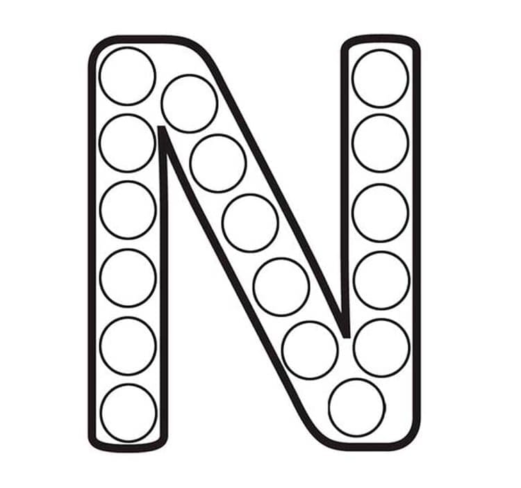 Desenho de Imagem da Letra N para Colorir e Pintar