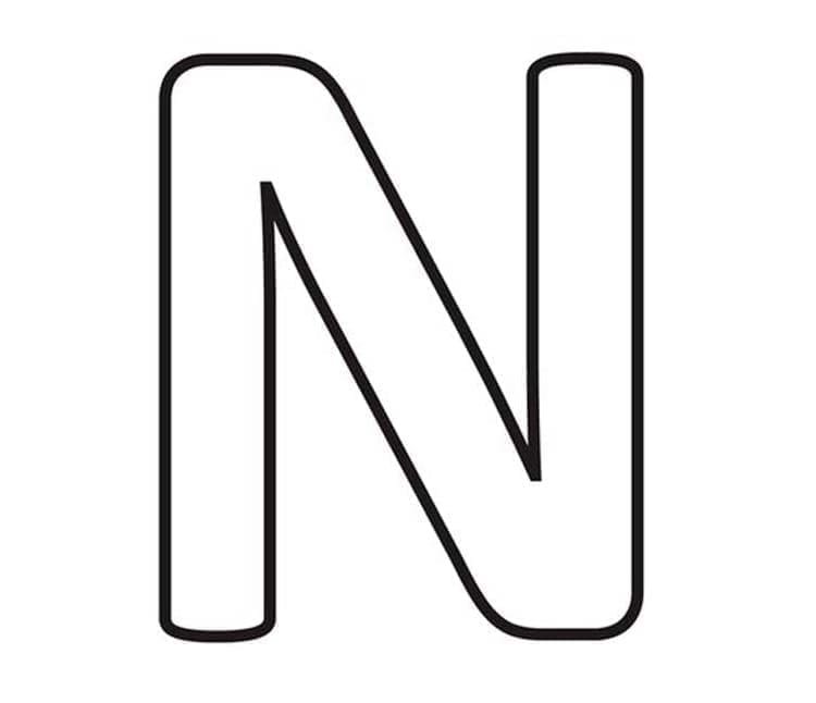 Desenho de Letra N Maiúscula para Colorir e Pintar