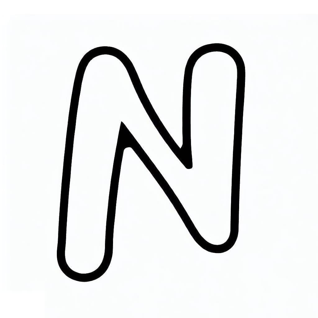 Desenho de Letra N Muito Fácil para Colorir e Pintar