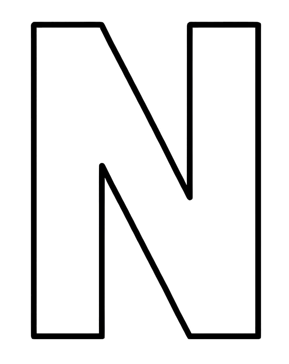 Desenho de Letra N no Alfabeto para Colorir e Pintar