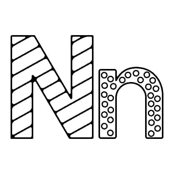 Desenho de Letra N para Crianças para Colorir e Pintar