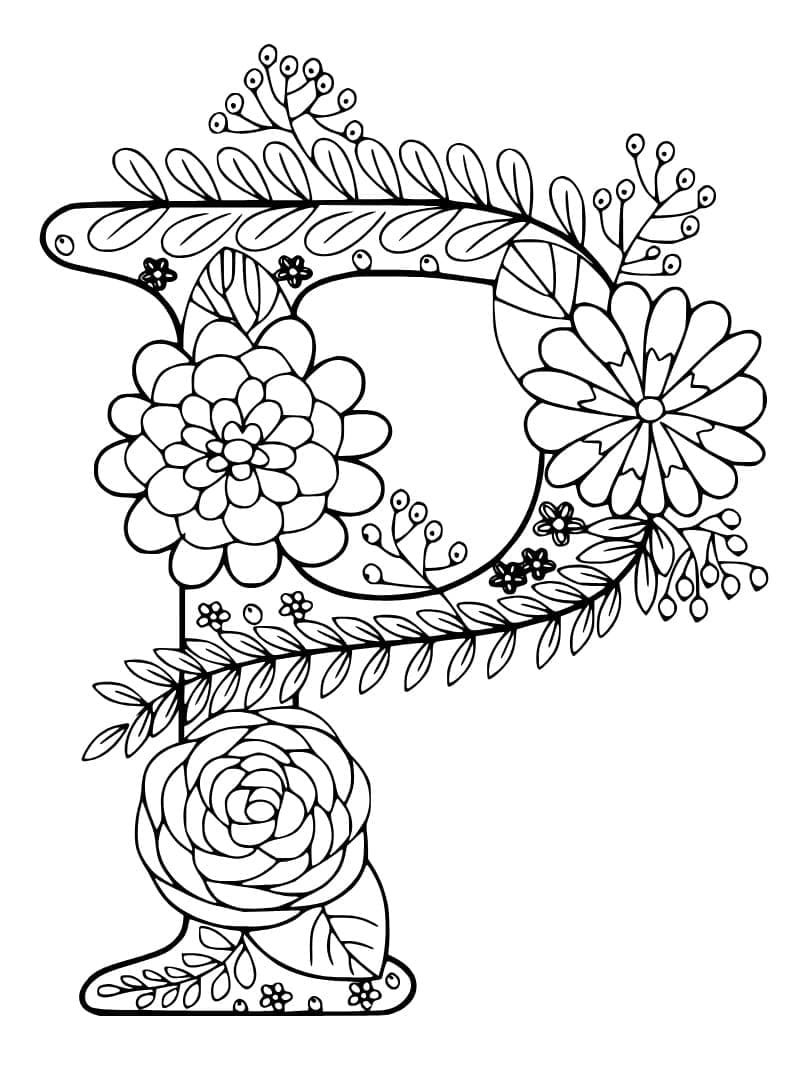 Desenho de Bela Letra P para Colorir e Pintar