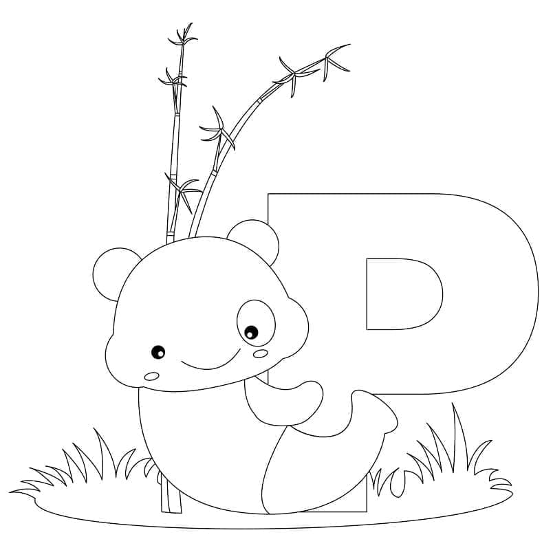 Desenho de Letra P e para Panda para Colorir e Pintar