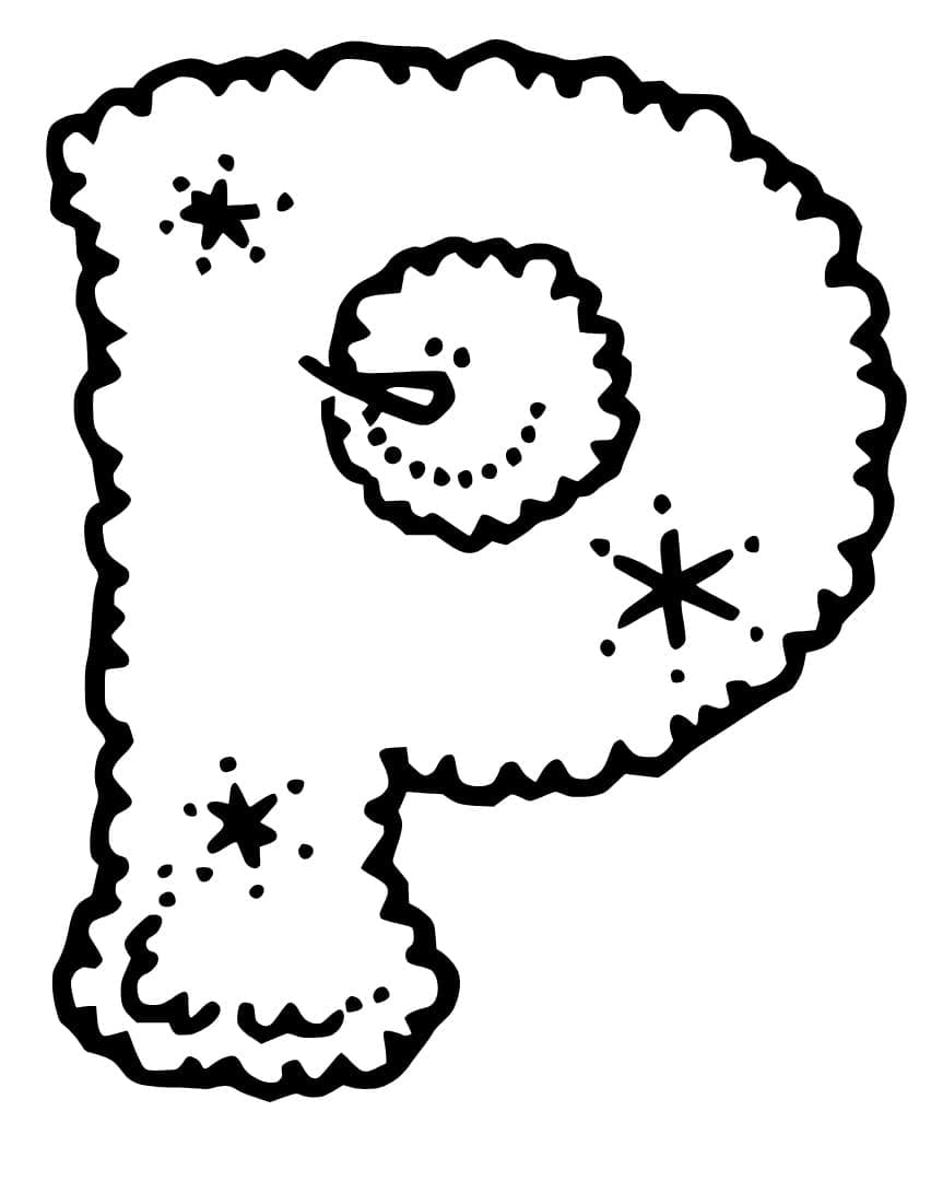 Desenho de Letra P Grátis para Colorir e Pintar