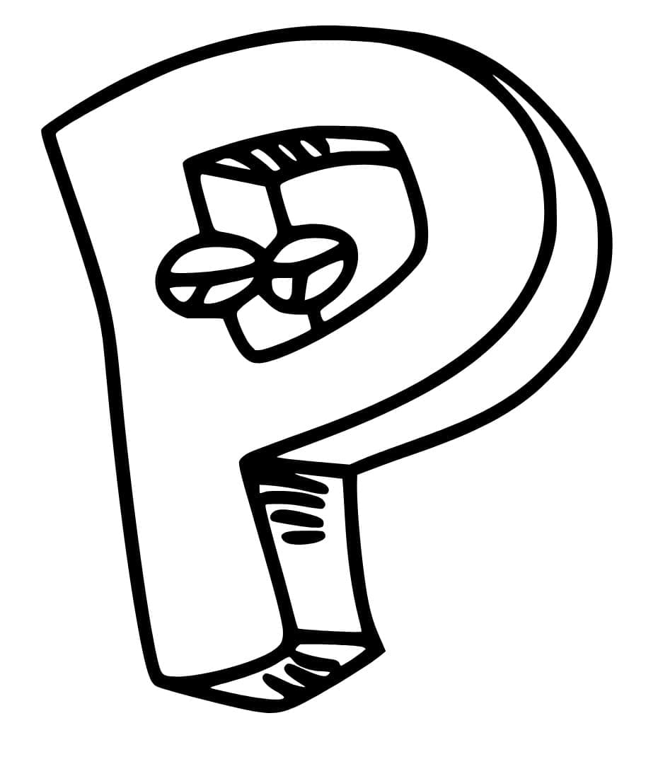 Desenho de Letra P Grátis para Crianças para Colorir e Pintar