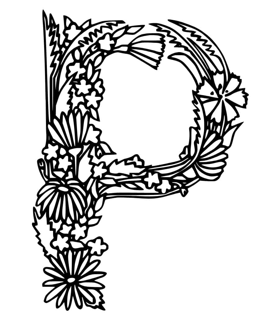 Desenho de Letra P para Crianças para Colorir e Pintar
