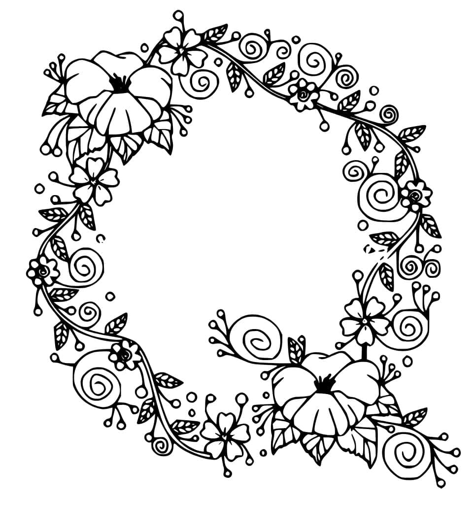 Desenho de Bela Letra Q para Colorir e Pintar