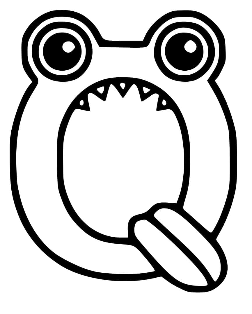 Desenho de Letra Q Animada para Colorir e Pintar