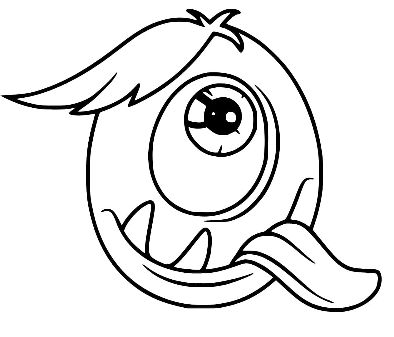 Desenho de Letra Q Engracada para Colorir e Pintar