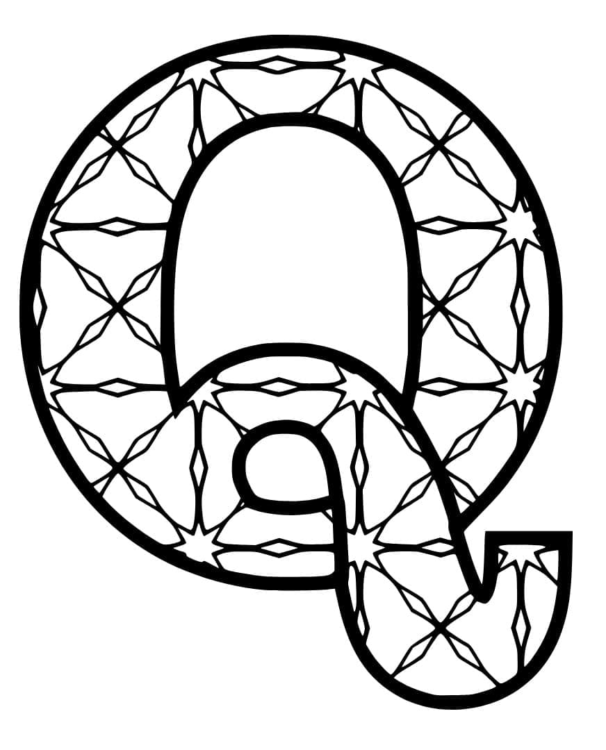 Desenho de Letra Q Imprimivel para Colorir e Pintar