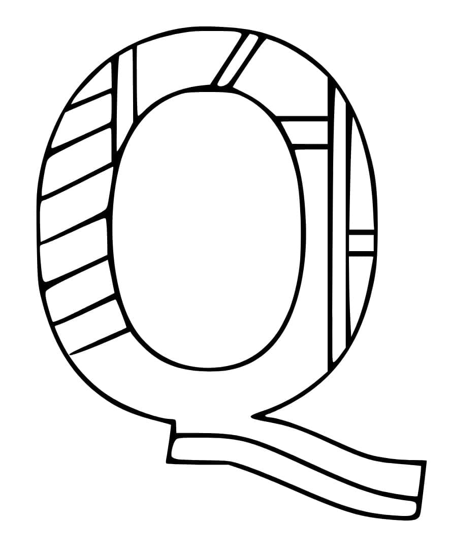 Desenho de Letra Q para Crianças para Colorir e Pintar