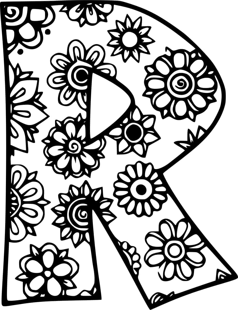 Desenho de Bela Letra R para Colorir e Pintar