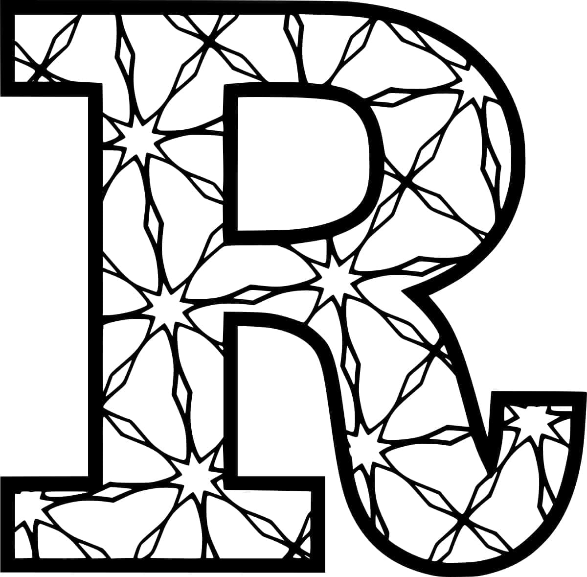 Desenho de Imagem de Letra R para Colorir e Pintar