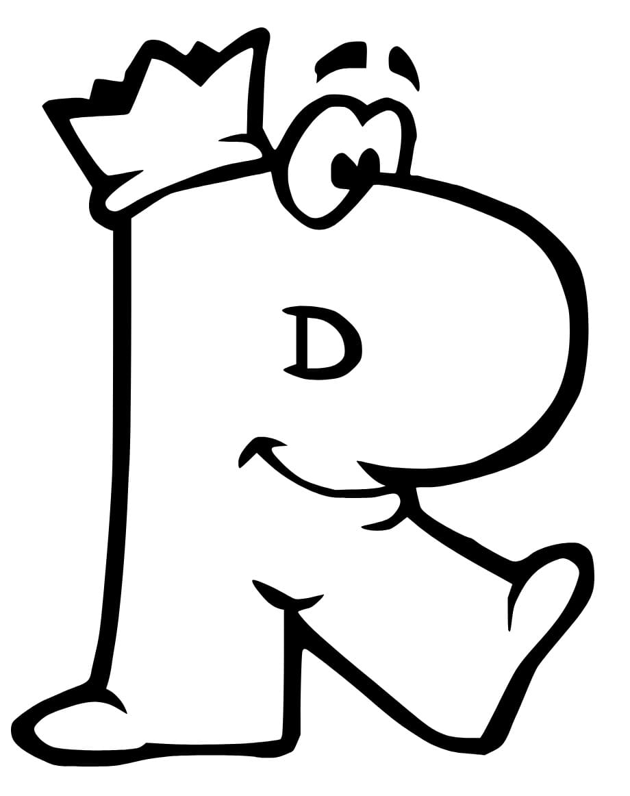 Desenho de Letra R Animada para Colorir e Pintar