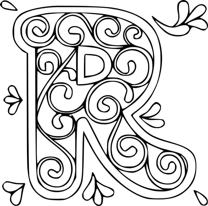 Desenho de Letra R Grátis para Colorir e Pintar