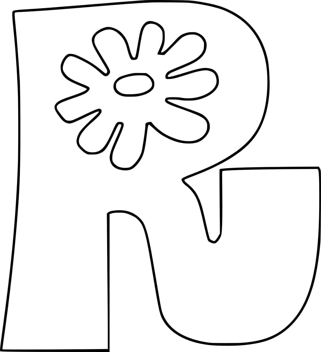 Desenho de Letra R Grátis para Crianças para Colorir e Pintar