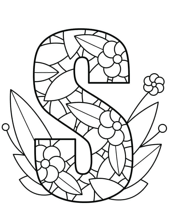 Desenho de Bela Letra S para Colorir e Pintar