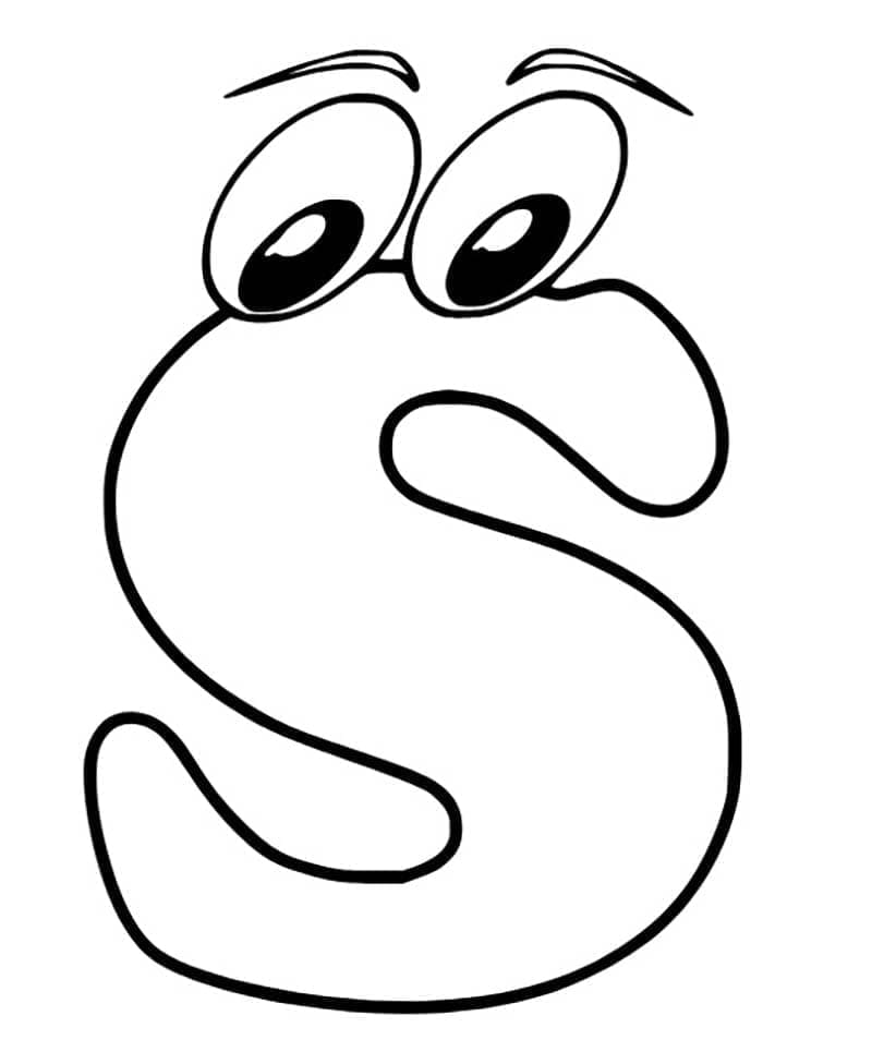 Desenho de Letra S Animada para Colorir e Pintar