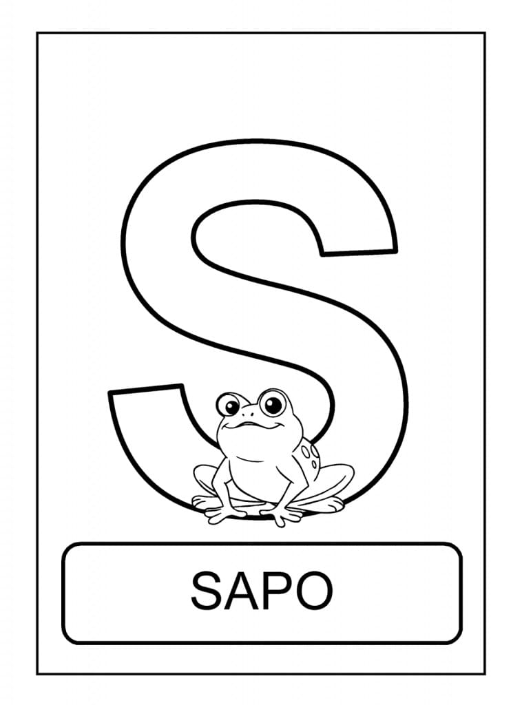 Desenho de Letra S e para Sapo para Colorir e Pintar