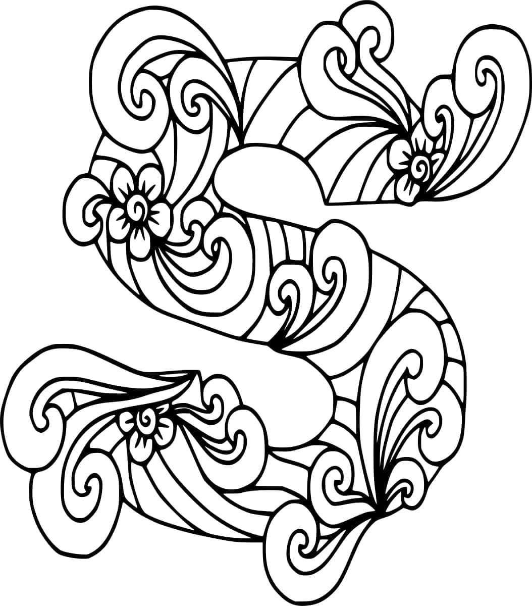 Desenho de Letra S Incrível para Colorir e Pintar