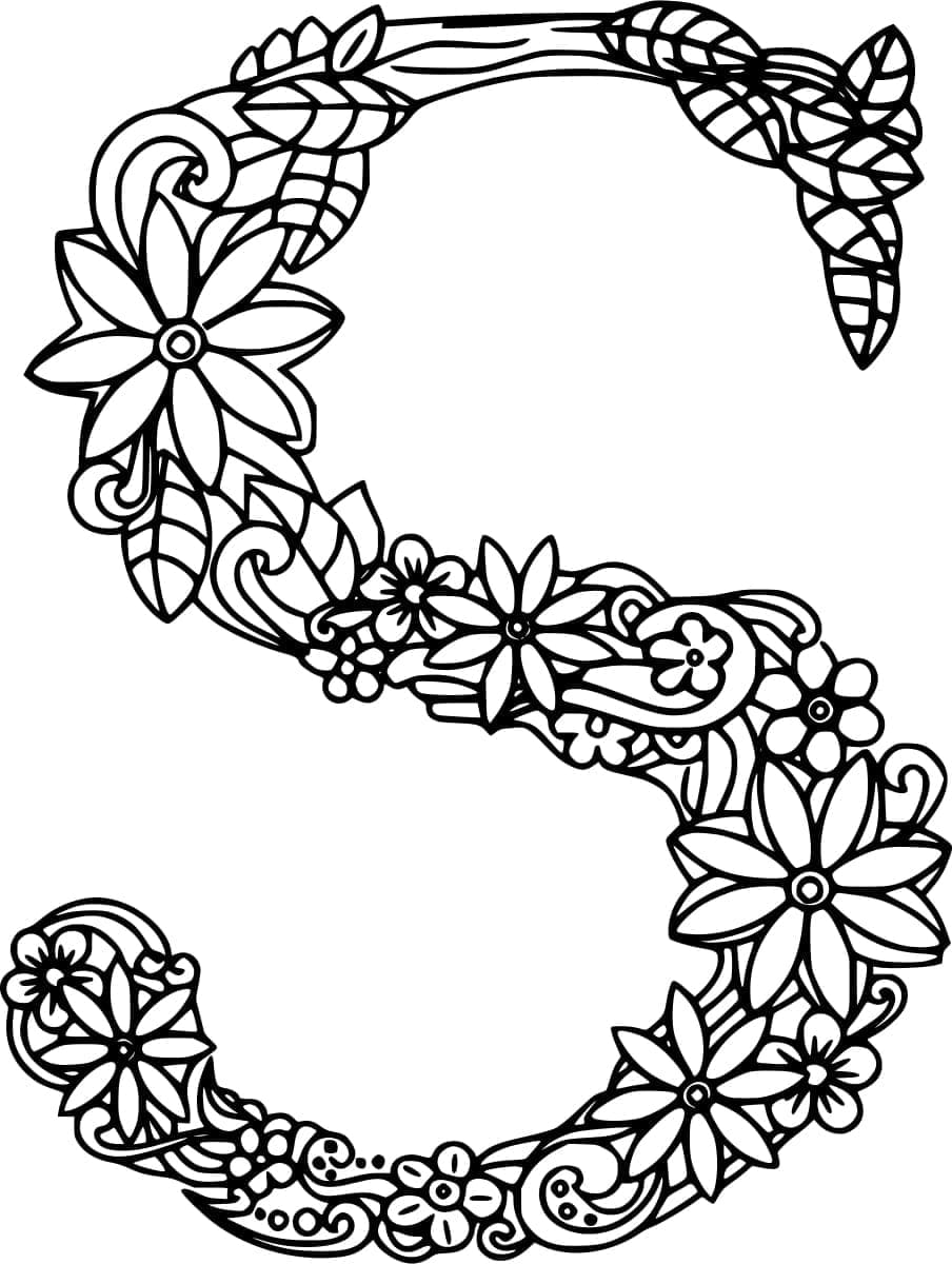 Desenho de Linda Letra S para Colorir e Pintar