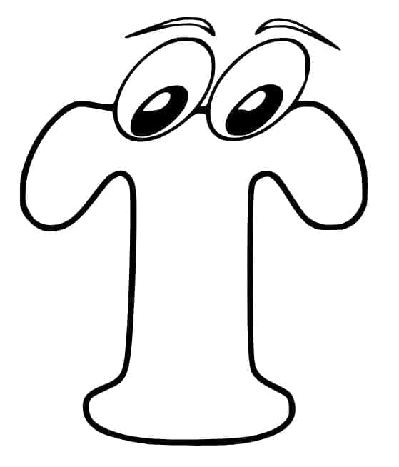 Desenho de Letra T Animada para Colorir e Pintar