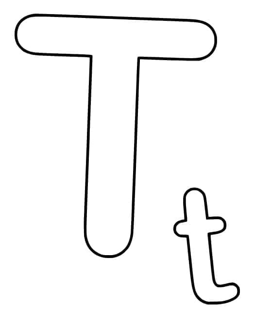 Desenho de Letra T Básica para Colorir e Pintar