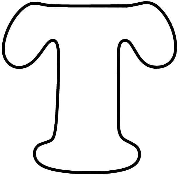 Desenho de Letra T Grátis para Colorir e Pintar