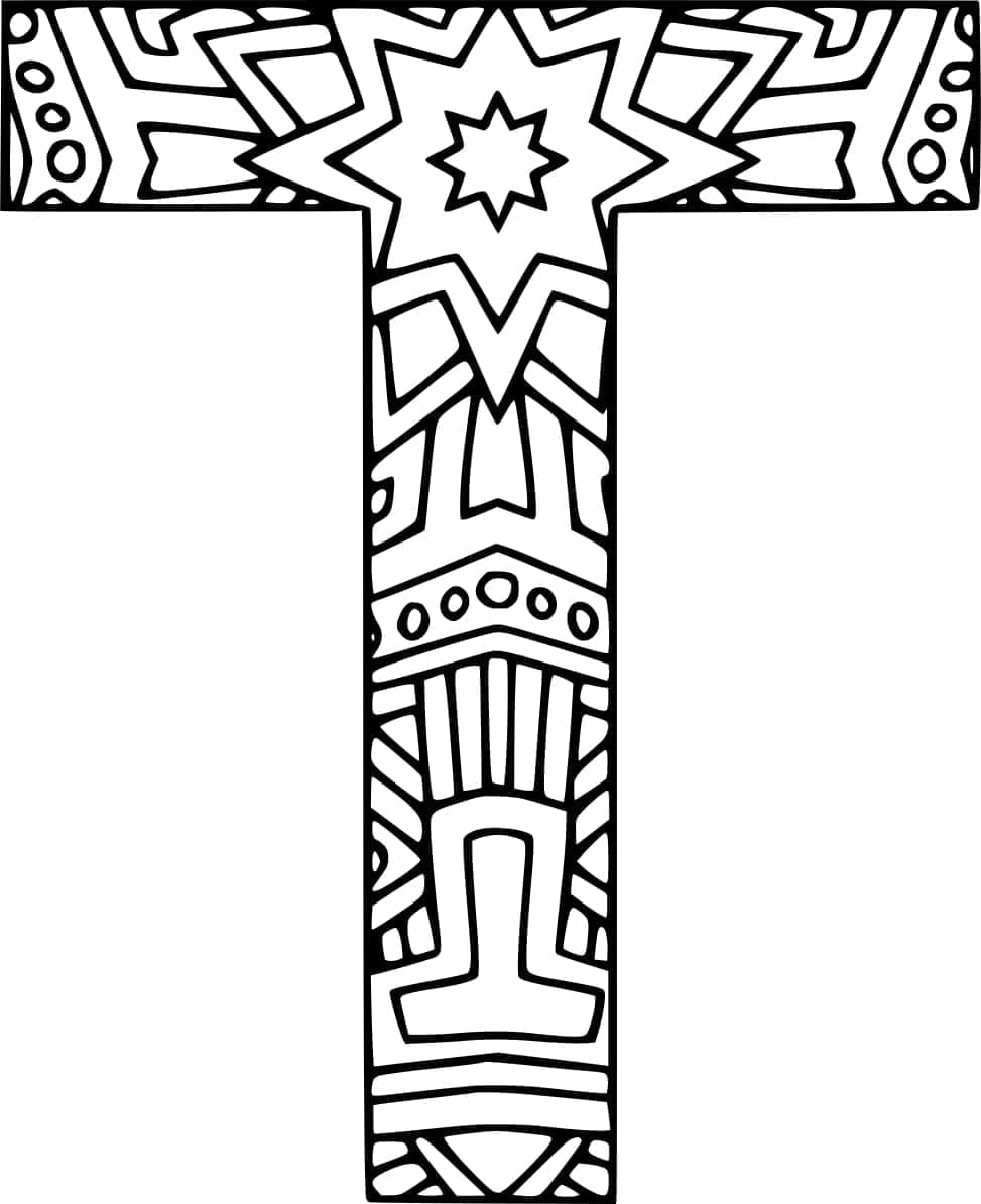 Desenho de Letra T Grátis para Crianças para Colorir e Pintar