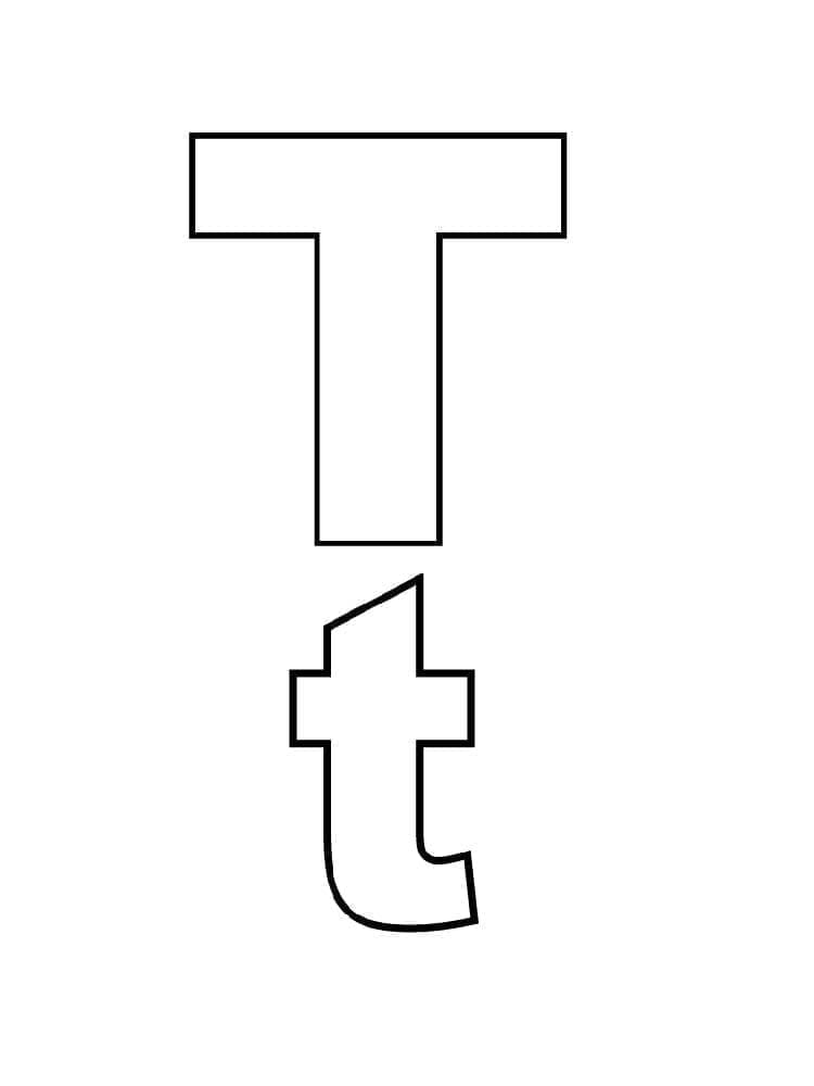 Desenho de Letra T no Alfabeto para Colorir e Pintar