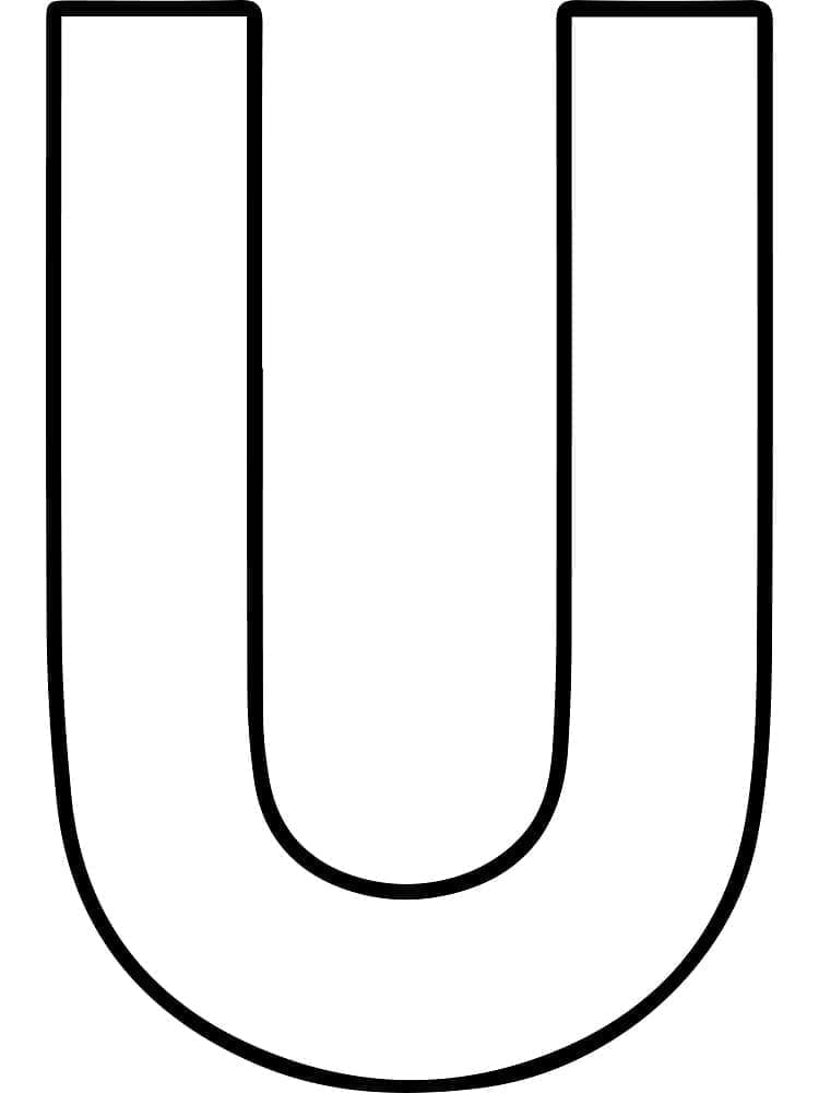 Desenho de Letra U Fácil para Colorir e Pintar