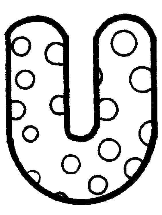 Desenho de Letra U Fofa para Colorir e Pintar