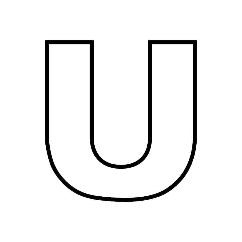 Desenho de Letra U Maiúscula para Colorir e Pintar