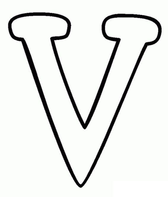 Desenho de Letra V Básica para Colorir e Pintar